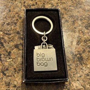 Bloomingdales Big Brown Bag Distressed Keychain Shopping Tote Key Ring